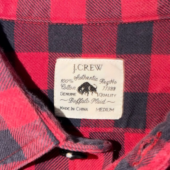 J. Crew Men’s Authentic Buffalo Plaid Long Sleeve Work Shirt Red/Black Medium - Picture 4 of 10